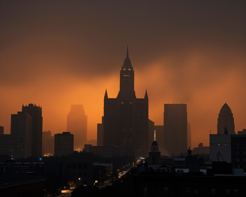 Wildfire Smoke Over Cityscape